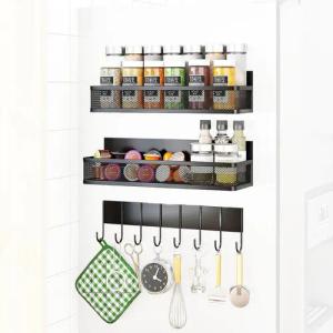 SURFOU Gewürzregal 3 Stück Magnetisches Regal Gewürzregal für Kühlschrank Organizer, Hängeregal Küche ohne bohren für Küchenorganisation und Aufbewahrung