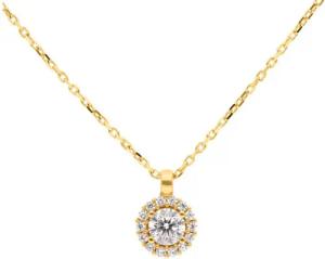 Suzan Gold Kette mit Anhänger 375er Gold Cocktailkette Damen – mit Zirkonia, glänzend & wasserfest, Gelbgold 375, Zirkonia-Steine, Länge: 42+3cm