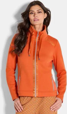 Sweatjacke mit Satin-Bändern - orange - Gr. 44 von Goldner Fashion