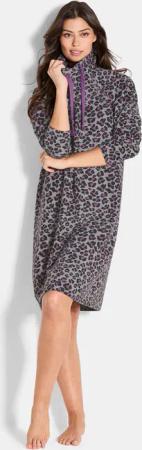 Sweatkleid im Animal Print - grau / flieder / gemustert - Gr. 52/54 von Goldner Fashion