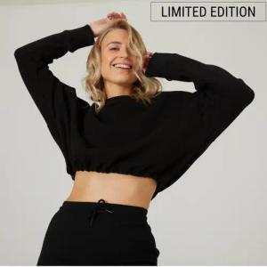 Sweatshirt Damen Crop - schwarz