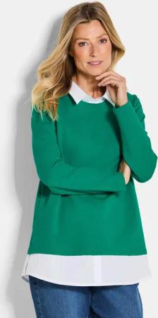 Sweatshirt in 2-in-1-Optik - grün / weiß - Gr. 20 von Goldner Fashion