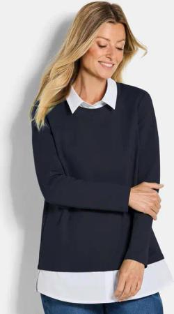 Sweatshirt in 2-in-1-Optik - marine / weiß - Gr. 20 von Goldner Fashion