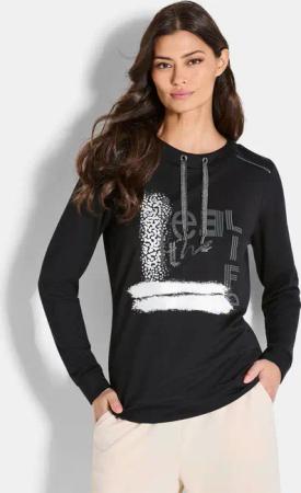 Sweatshirt mit stylischem Frontprint - schwarz - Gr. 40 von Goldner Fashion