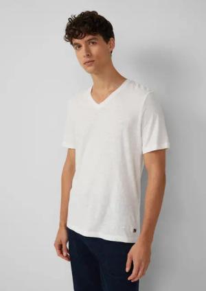 T-Shirt aus Baumwolle mit V-Ausschnitt