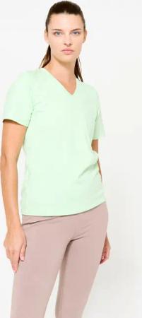T-Shirt Damen V-Ausschnitt Baumwolle - pastellgrün