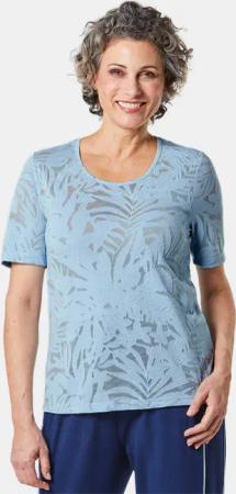 T-Shirt mit Ausbrenneroptik - hellblau - Gr. 20 von Goldner Fashion