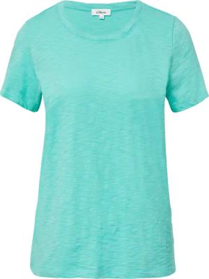 T-Shirt mit Flammgarnstruktur und Ausschnitt-Detail