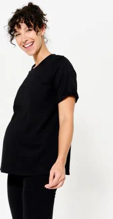 T-Shirt Yoga Schwangerschaft - schwarz