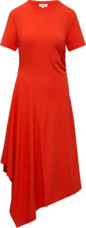 Tailliertes Midikleid mit Raffungen und asymmetrischem Rock