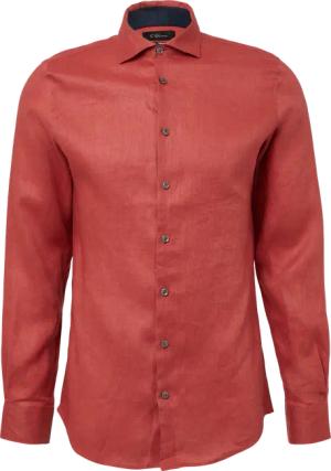 Tailored Fit: Langarmhemd aus Leinen mit elegantem Glanz