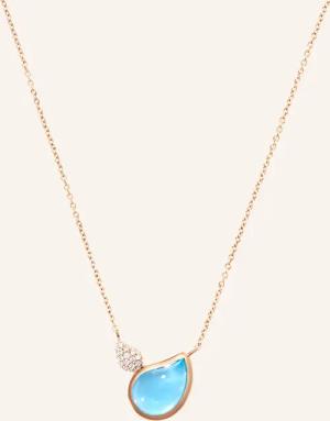 TAMARA COMOLLI Halskette NECKLACE SIGNATURE 2 DROPS SWISS TOPAZ / DIAMOND PAVÉ 18K Roségold