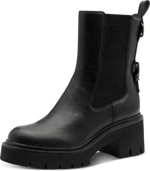 Tamaris Chelseaboots, Blockabsatz, Stiefelette mit Zierschnallen-Element an der Ferse