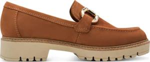 Tamaris Damen Cognac Tan Braun Leder Loafer Slip-On Plateauschuhe