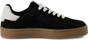 Tamaris Damen Schwarz Weiß Fell Wildleder Mode Schnürschuhe