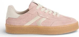 Tamaris Damen-Sneaker aus rosafarbenem Leder mit weißen Streifen