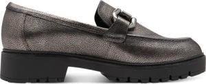 Tamaris Damen Zinn Silber Leder Loafer Slip-On Plateauschuhe