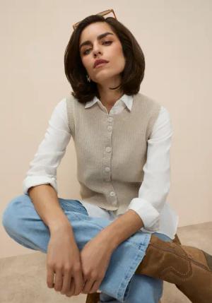 Tamaris Kurzarmpullover mit trendigem Schnitt und Knopfleiste