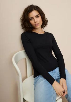 Tamaris Langarmshirt langärmliges Basicshirt mit Rundhalsausschnitt