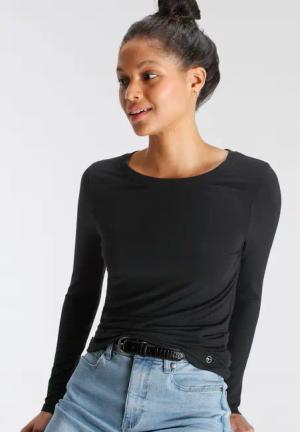 Tamaris Langarmshirt langärmliges Basicshirt mit Rundhalsausschnitt