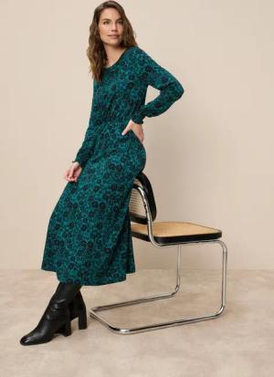 Tamaris Maxikleid aus Jersey-Material, für Casualmode und Herbstmode, feminin