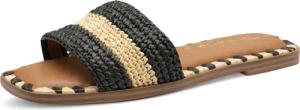 Tamaris Pantolette, Blockabsatz, Sommerschuh, Strandschuh, zweifarbige Bast-Umrandung