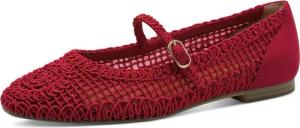 Tamaris Riemchenballerina, Blockabsatz, Halbschuh, Frühlingsschuh in modischer Häkeloptik
