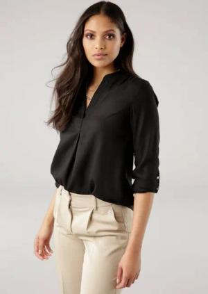 Tamaris Schlupfbluse mit Krempelärmeln und Taschen