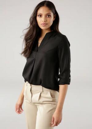 Tamaris Schlupfbluse mit Krempelärmeln und Taschen