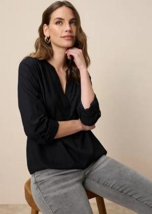 Tamaris Schlupfbluse mit Krempelärmeln und Taschen