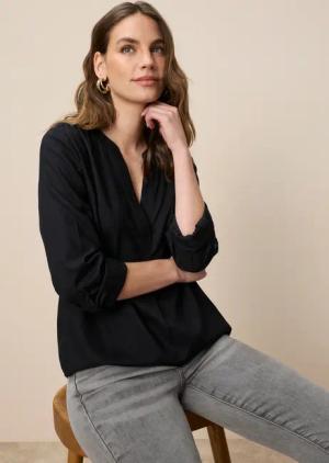 Tamaris Schlupfbluse mit Krempelärmeln und Taschen