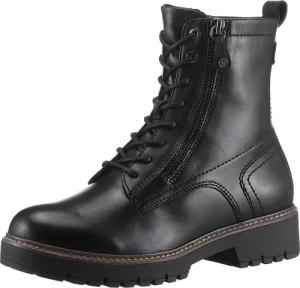 Tamaris Schnürboots, Blockabsatz, Schnürstiefelette, Combat-Boots mit Kontrast-Rahmennaht