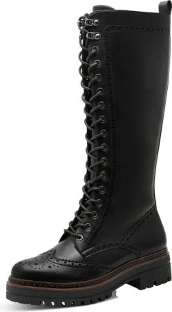 Tamaris Schnürstiefel, Blockabsatz, Langschaftstiefel mit trendiger Lyrolochung