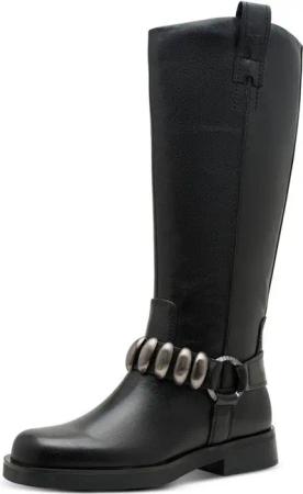 Tamaris Stiefel, Blockabsatz, Langschaftstiefel mit Schmuckelementen, im Biker-Look