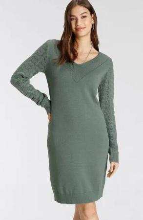 Tamaris Strickkleid mit V-Ausschnitt und Ajourmuster aus Viskosemischung