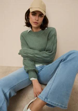 Tamaris Strickpullover mit Rundhals-Ausschnitt und Zopfmuster