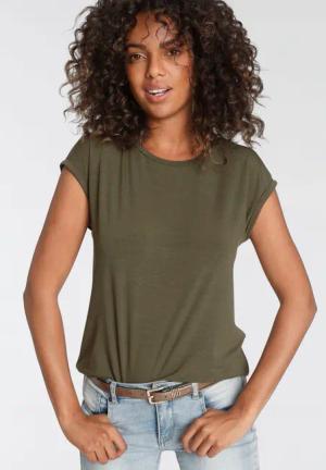 Tamaris T-Shirt Regular Fit, mit überlappenden Schultern, Kurzarm mit Aufschlag