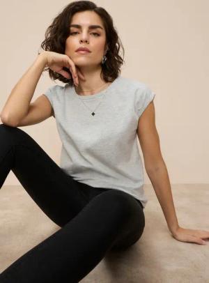 Tamaris T-Shirt Regular Fit, mit überlappenden Schultern, Kurzarm mit Aufschlag