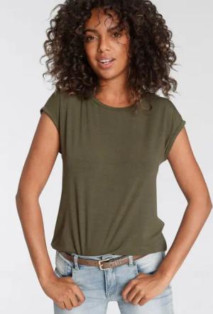 Tamaris T-Shirt Regular Fit, mit überlappenden Schultern, Kurzarm mit Aufschlag