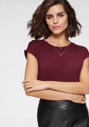 Tamaris T-Shirt Regular Fit, mit überlappenden Schultern, Kurzarm mit Aufschlag