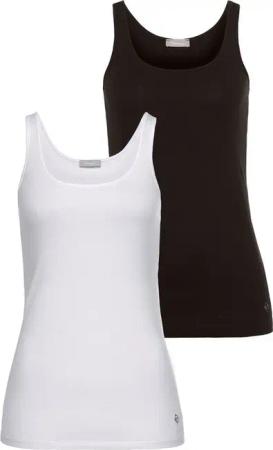 Tamaris Tanktop (2er-Pack) figurbetonte Passform, unifarben, hüftbedeckende Länge