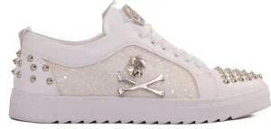 TAMBOGA Designer Herren Sneaker mit Totenkopf Weiß 43 Sneaker