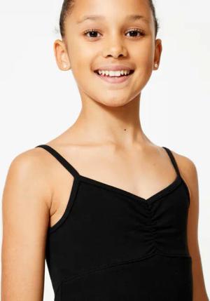 Tanzbody Ballett Mädchen schmale Träger - schwarz