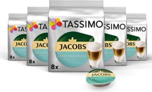 TASSIMO Kaffee Kapseln Typ Latte Macchiato Weniger Süß Discs 40 Getränke, (Packung, 5er Pack)