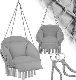 tectake® Hängesessel, mit dickem Sitzkissen, mit Zierquasten, 80 x 81 x 139 cm