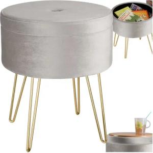 tectake Sitzhocker Schminkhocker Ava gepolstert in Samtoptik 300kg mit Stauraum, rund