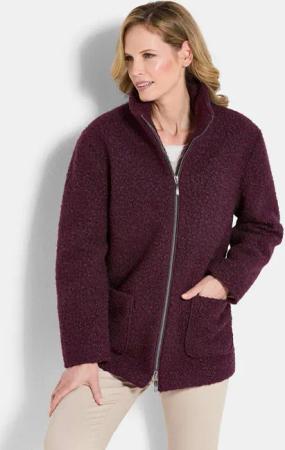 Teddy Jacke mit Stehkragen - aubergine - Gr. 24 von Goldner Fashion