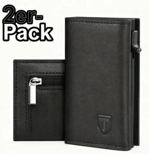 TEEHON Geldbörse Magnetischer Slim Wallet, Herren- Geldbeutel (mit Münzfach & RFID Schutz & ID-Fenster, Mini Portmonee Geldbeutel kartenetui für Karten, 2-tlg), kreditkartenetui herren Klein-Kartenhalter Schwarz