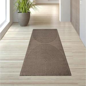 TeppichHome24 Teppich Teppich Braun mit 3D-Kreismuster pflegeleicht und robust, rechteckig