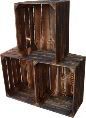 Teramico Holzkiste Holzkisten 50 x 40 x 30cm geflammt Set-Varianten kostenloser Versand, geflammt